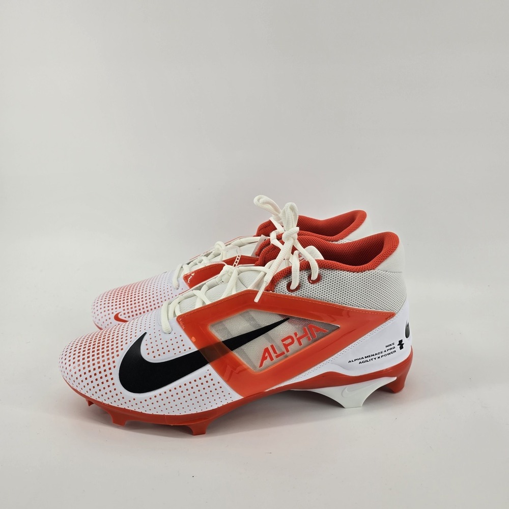 Nike Alpha Menace 4 Elite Football Cleats White Orange Men's Size 14 FZ7702-101